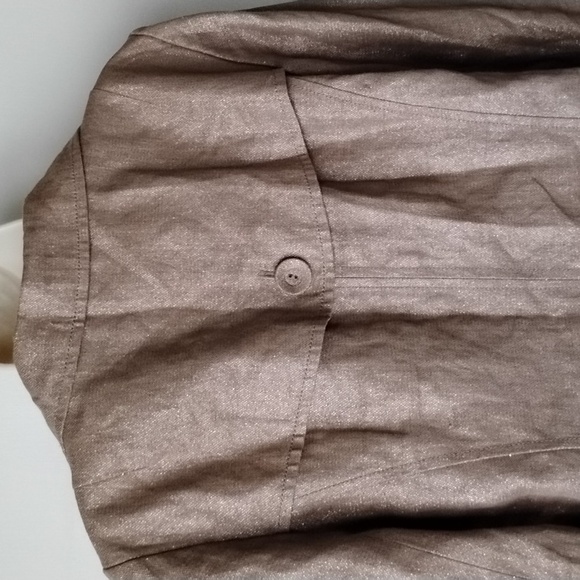 Halogen Metallic Linen Swing Pea Coat LP L Petite NO BELT Tan Gold Lined - Picture 6 of 13